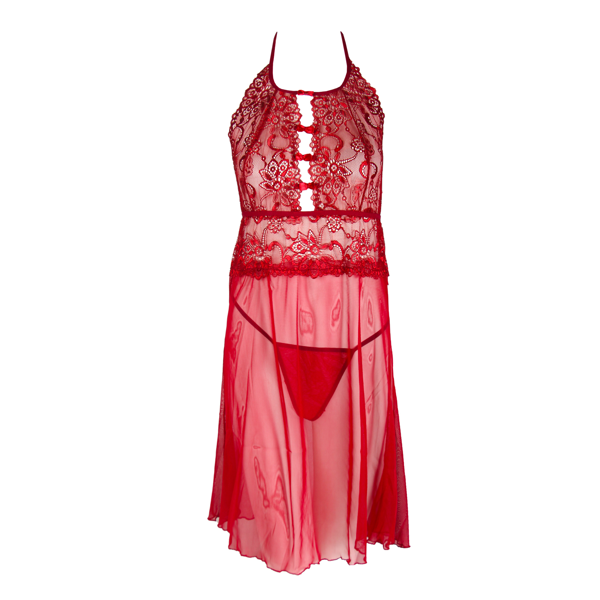 لباس خواب زنانه دانتل قرمز کد 454